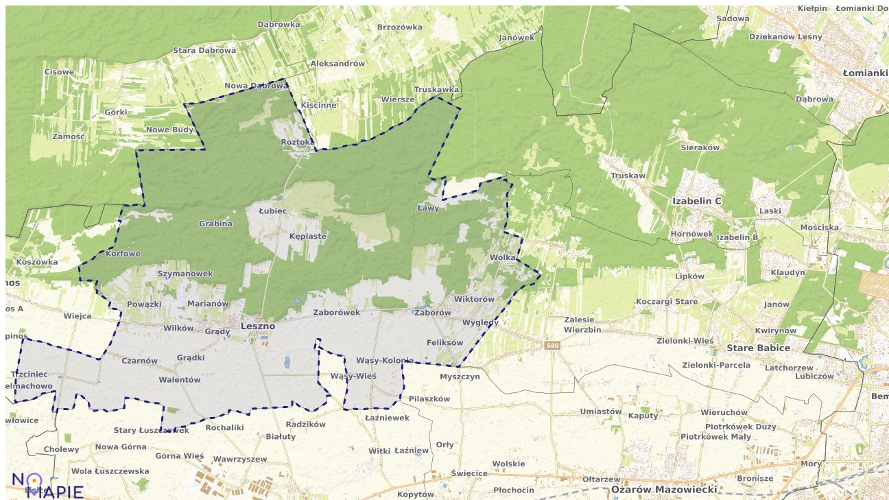 Mapa obszarów ochrony przyrody Leszna