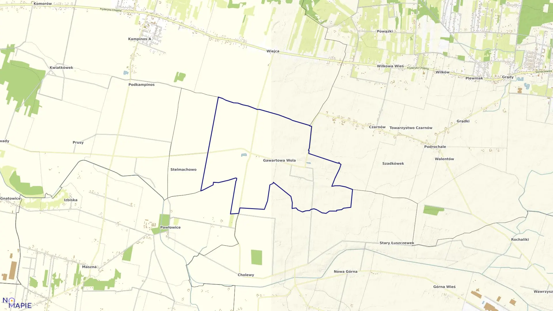 Mapa obrębu GAWARTOWA WOLA w gminie Leszno