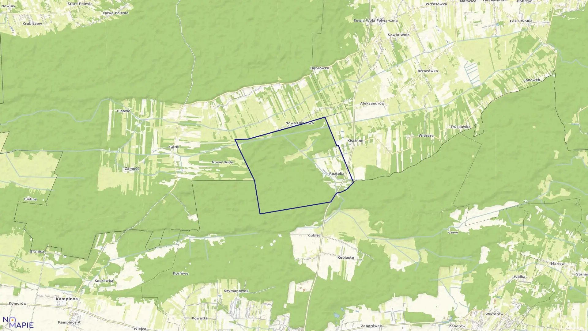 Mapa obrębu ROZTOKA w gminie Leszno