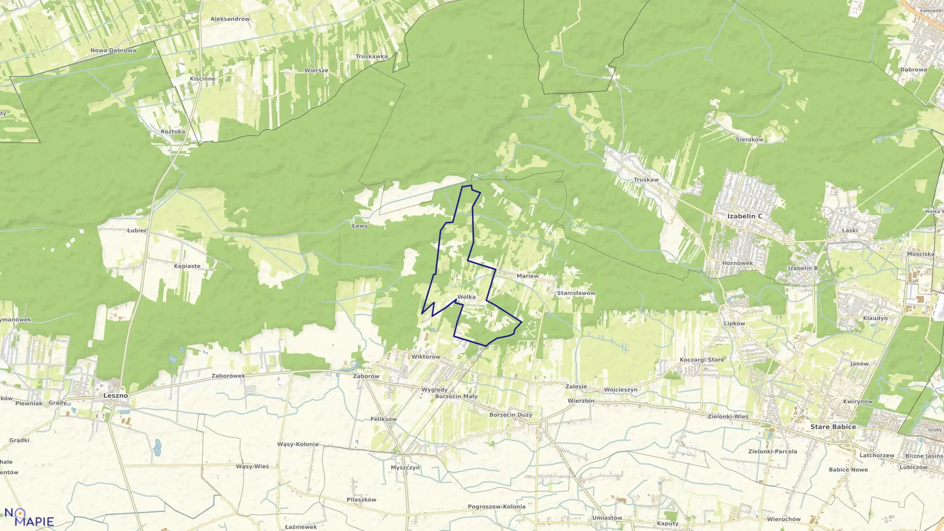 Mapa obrębu WÓLKA w gminie Leszno