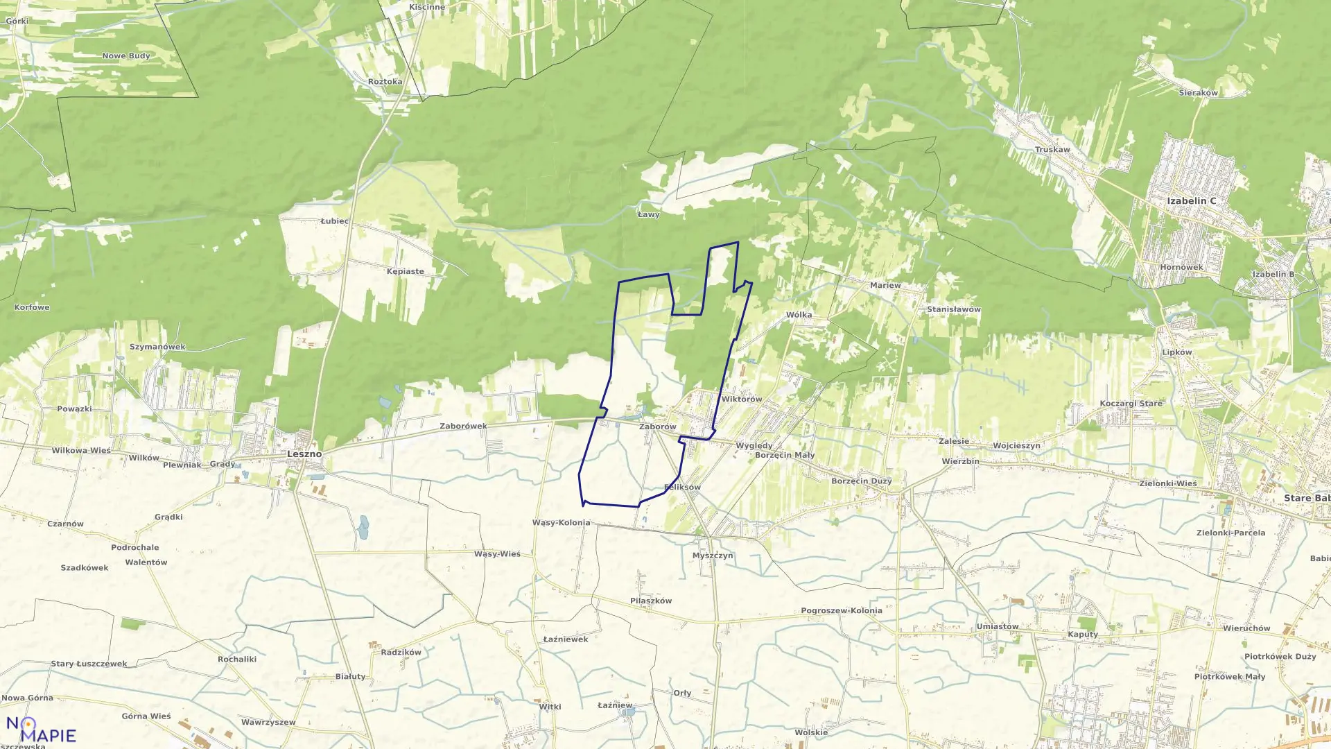 Mapa obrębu ZABORÓW w gminie Leszno