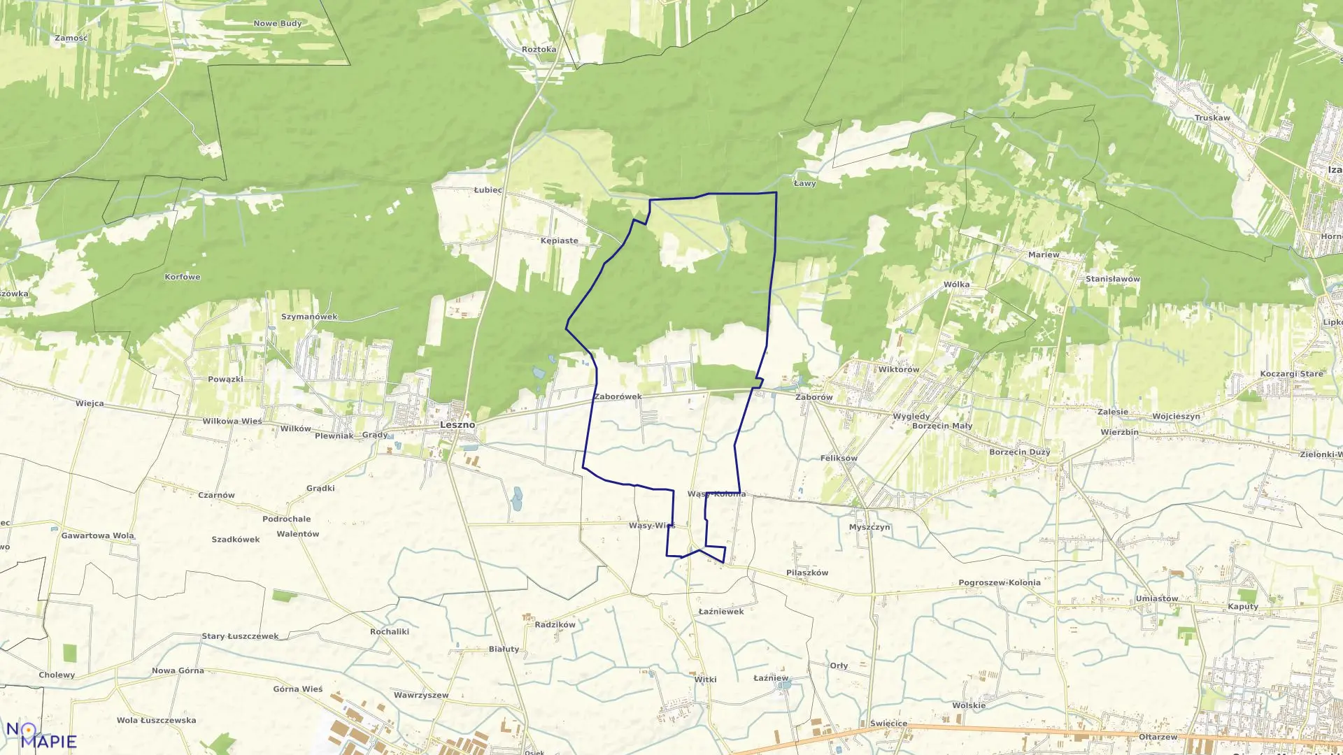 Mapa obrębu ZABORÓWEK w gminie Leszno